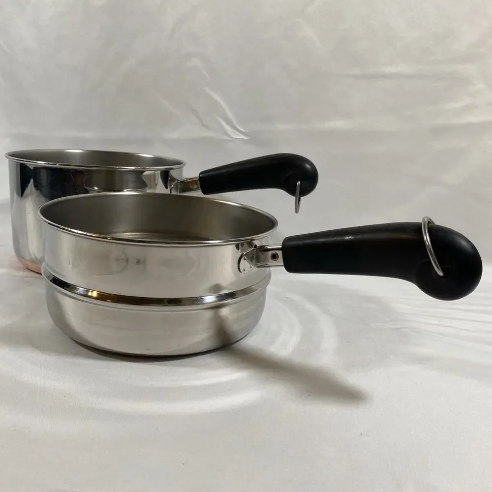 Revere Ware 3 Qt Saucepan W/ Lid & Steamer Copper Bottom Stainless Steel Clinton